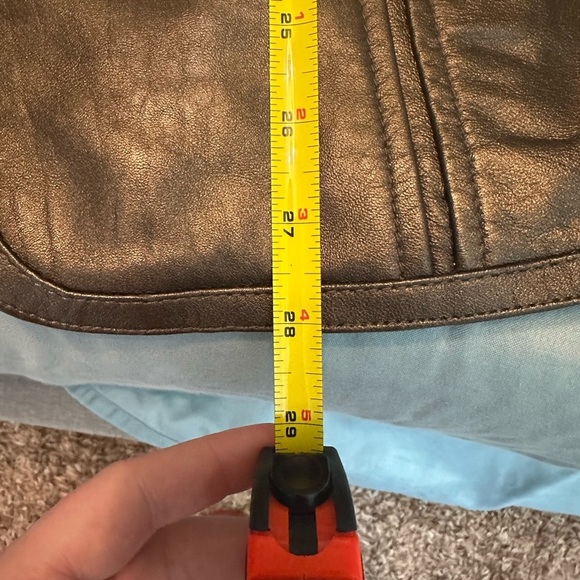 Women’s Leather Excelled Collection Zip Jacket metallic bronze belt strap Size M - Picture 12 of 13